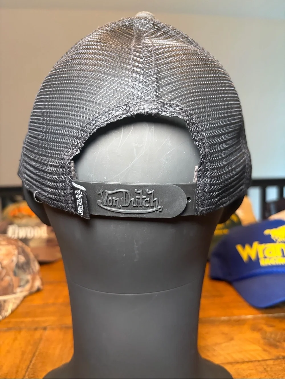 Von Dutch Flat Black Trucker Hat with Red & White Logo